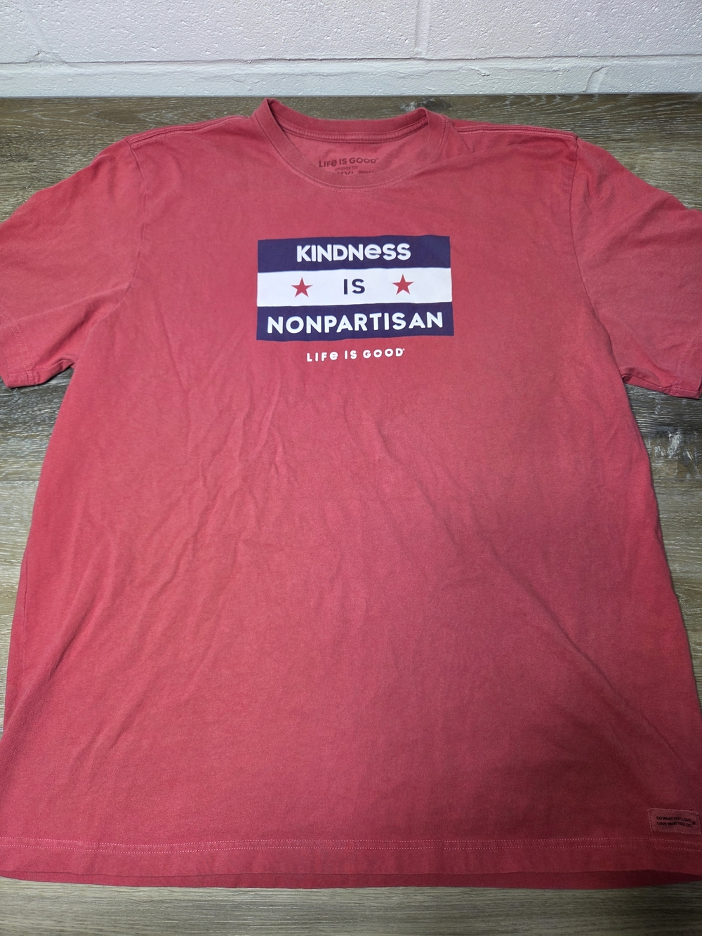 Life is Crusher Tee Kindness Is Nonpartisan Men's XXL Red T-Shirt